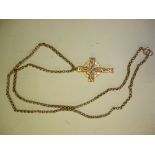 A 9ct Crucifix and Chain of Celtic design. 16g