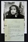 1976 Signed Joan Crawford printed letter c/w black and white print 25 x 21cm, the letter is dated