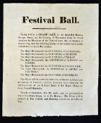 Grand Ball Poster at the Assembly Rooms George Street, Edinburgh c1800s "Festival Ball" mentioning