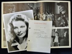 1977 Signed Katharine Houghton Hepburn printed letter also including Katharine Hepburn as Coco The