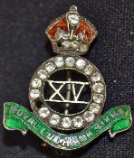 15th Royal Ludhiana Sikh silver and enamel military regimental Brooch approx. 22mm across x 25mm