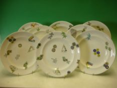 Royal Worcester. A set of 8 plates decorated in colours with Chinese objects. 19th Century. (Some