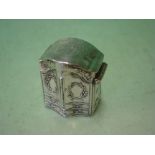 Dutch Silver - A small box in the form of an armoire, the hinged lid with a figure of Justice in