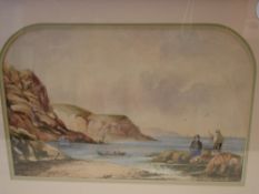 H Claydon. Beach scene with fisher folk and boats. Signed and dated 1895. Watercolour on paper 8 ½"x