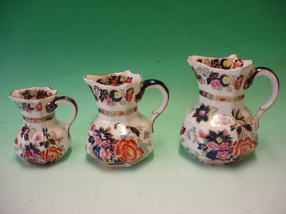 Mason's "Mandarin". A set of three graduated jugs