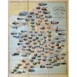 1844 Spooner's Pictorial Map of the Cities and Towns of England & Wales Board Game, attractively