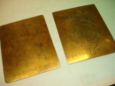 A Pair of Armorial Copper Plates bearing the arms of G.W. Burrows. 19th century. 6" high