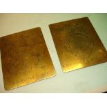 A Pair of Armorial Copper Plates bearing the arms of G.W. Burrows. 19th century. 6" high