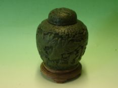 A Green Cinnabar Style Jar