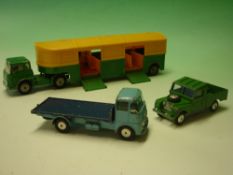 Corgi Toys. An articulated horse box; Land Rover; ERF flatbed truck