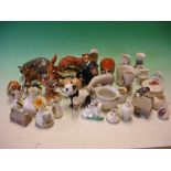 Collection of Small Decorative Ceramics Including Staffordshire, crested ware, Soviet animals,