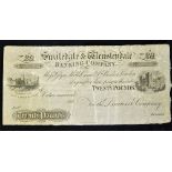 1860 Unissued £20 Banknote by Swaledale & Wensleydale Banking company with vignettes of Richmond