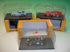 Three Racingmodels Model Cars 1/43rd scale. Gordini Simca T15C Le Mans 1950 #33; Ferrari 250GT Drogo