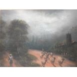 H Butler. Surrey Lane. Signed. Pastel on paper 10"x 15"