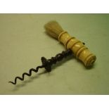 A George 111 Corkscrew. Turned bone handle with cork brush. 5 ¾" high