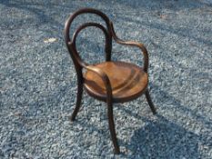 Child's Bentwood Armchair. Fischel, Czechoslovakia, pressed decoration to seat, early 20th century