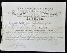 Interesting 1857 Peel River Land & Mineral Co Ltd South Australia Certificate of One share dated