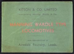 1931 Kitson & Co. Limited Manning Wardle Type Locomotive Manufacturing Catalogue now manufactured at