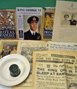 Royalty Selection of 1937 onwards King George VI Ephemera consisting of an interesting porcelain