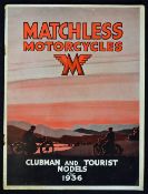 Matchless Motor Cycles 1936 Sale Catalogue 44-45 Plumstead Road, Woolwich, London SE 18. CLUBMAN AND