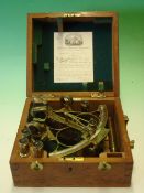 An English Brass Sextant. The silver register signed Henry Hughes & Son, 59 Fenchurch St. London.