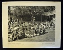 Sikh School children outside the Golden Temple 1900s print with the houses on the Tank of the Golden