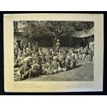 Sikh School children outside the Golden Temple 1900s print with the houses on the Tank of the Golden