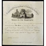 1826 Canterbury Navigation & Sandwich Harbour Certificate for One share dated 31st October made