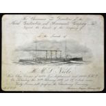 1897 Her Majesty's Ship "Niobe" Launch Invitation Card for the Navy dated 20th February at 12 o'