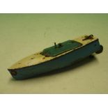 Hornby. A clockwork motor boat. 8 ½" long