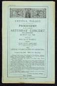 1896 Crystal Palace Programme of the Sixteenth Saturday Concert Exhibition dated 21st March