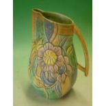 Beswick. An Art Deco Jug no. W611, the relief decoration of flowers painted in muted tones. 10 ¾"