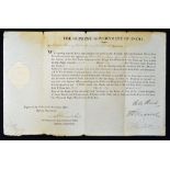 1844 East India Company Commission Document appointing Charles Fleming Bruire of the 13th Regiment
