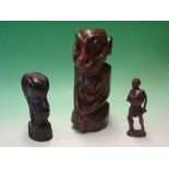 African Art. Three treen carvings, the largest 12" high