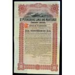 1912 Russia The St Petersburg Land and Mortgage Company Limited 5% loan bearer Debenture Bond for £