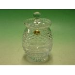 A Cut Glass Biscuit Barrel. Tutbury Crystal. 8" high