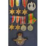 WWII Medals and Badges to consist of 1939-45 star France and Germany star, Burma star, Africa