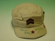 Martin/Charlie Sheen Memorabilia. A Kurtz Legion type tan baseball cap. Signed to the peak by Martin