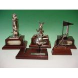 Five Plated Golf Trophies