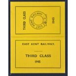 1945 East Kent Railway Free Pass a 3rd Class Free Pass. Printed on cloth backed folding card, in