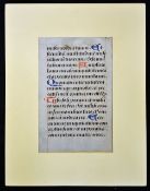 Hand Written Medieval page c1480s on vellum having large ornate attractive initial letters in red