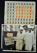 M K Gandhi early label/stamp c1930s showing Gandhi. The stamp reads^ |Boycott foreign goods| with