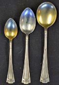 WWII Hitler Silver Teaspoons all with art deco styled handles, all marked with the crescent moon and