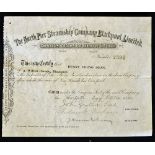 1895 The North Pier Steamship Company, Blackpool Ltd Certificate for One £10 share hand signed by