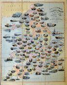 1844 Spooner's Pictorial Map of the Cities and Towns of England & Wales attractively coloured with