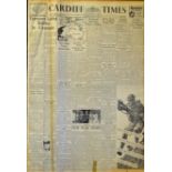 Scarce 1943 Cardiff Times Chronology with 1605 to spine, including a bound volume of 50 newspapers