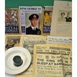 Royalty Selection of 1937 onwards King George VI Ephemera consisting of an interesting porcelain