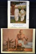 2 x M K Gandhi Poster prints featuring Gandhi and his wife Bengali c1930s, size 17 x 23cm with