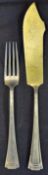 WWII Hitler Pair of Large Silver Fish Servers including fork (21cm) and knife (28.5cm) set with