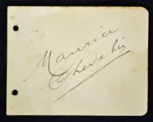 Interesting autograph of Entertainer Maurice Chevalier on a single sheet, with minor wear